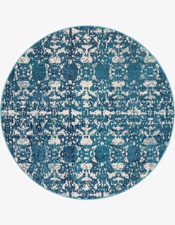 Navy Blue Amulet Round Rug