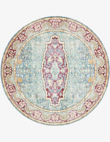 8' x 8' Aqua Round Rug