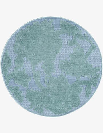 Navy Blue Easy-Clean Aruba Indoor / Outdoor Round Rug