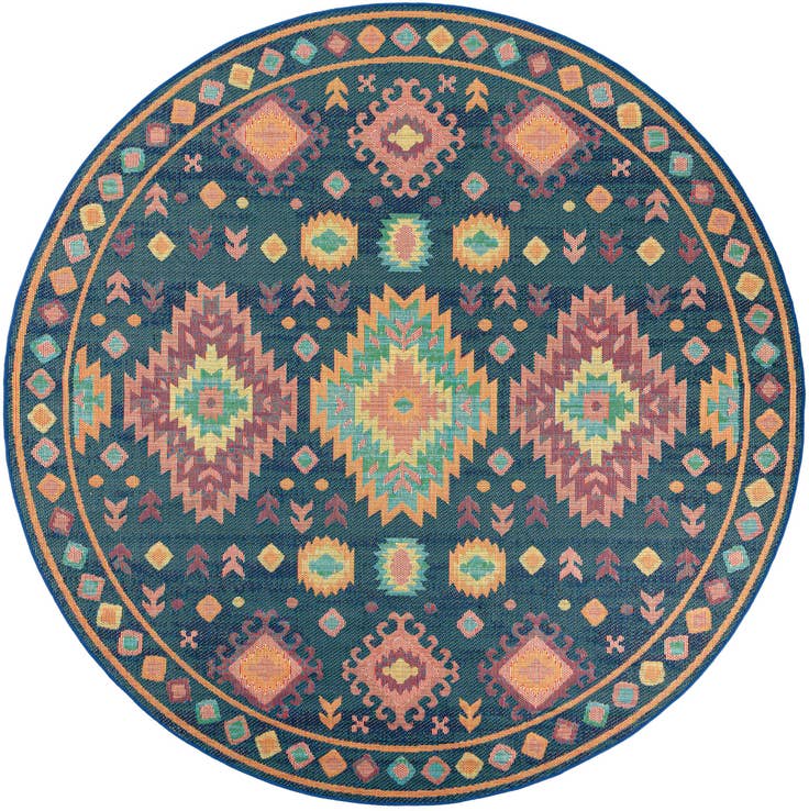 Detail image of 10' x 10' Easy-Clean Baja Indoor / Outdoor Round Rug