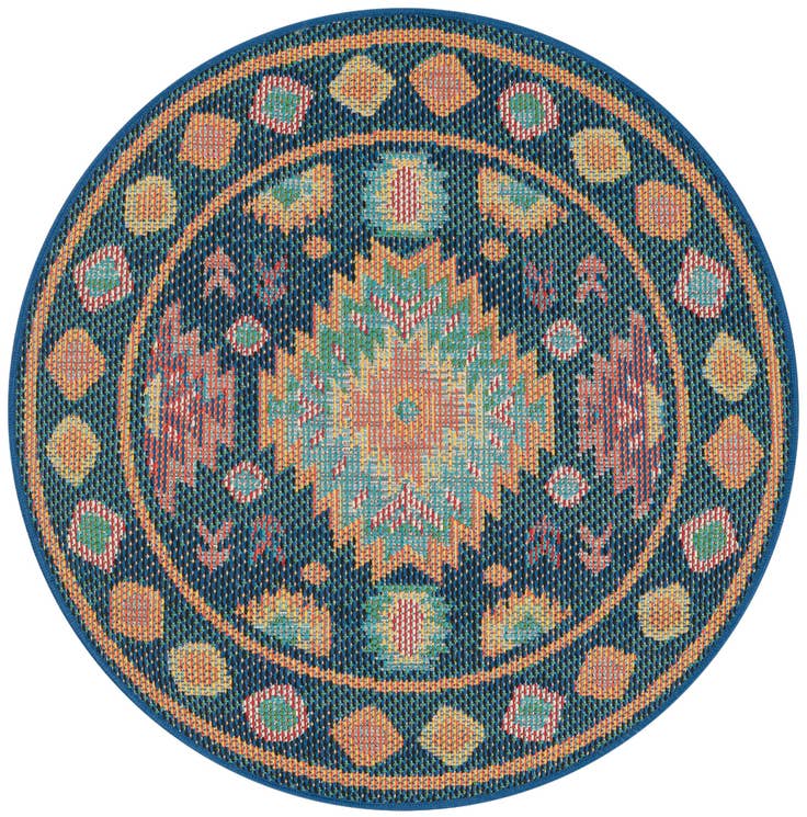 Detail image of 3' 3 x 3' 3 Easy-Clean Baja Indoor / Outdoor Round Rug