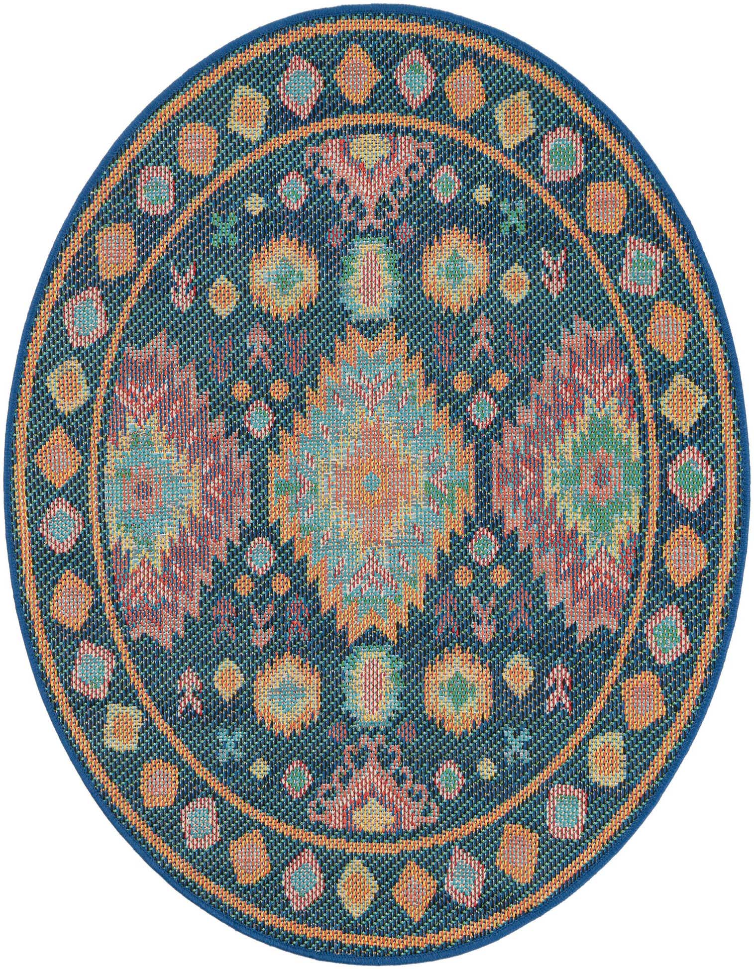 4' 1 x 4' 1 Easy-Clean Baja Indoor / Outdoor Round Rug