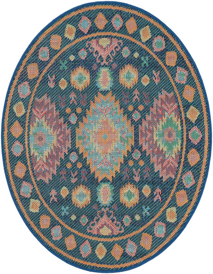 Detail image of 4' 1 x 4' 1 Easy-Clean Baja Indoor / Outdoor Round Rug