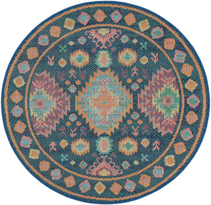 4' 1 x 4' 1 Easy-Clean Baja Indoor / Outdoor Round Rug