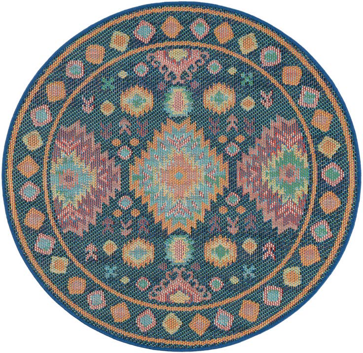 Detail image of 4' 1 x 4' 1 Easy-Clean Baja Indoor / Outdoor Round Rug