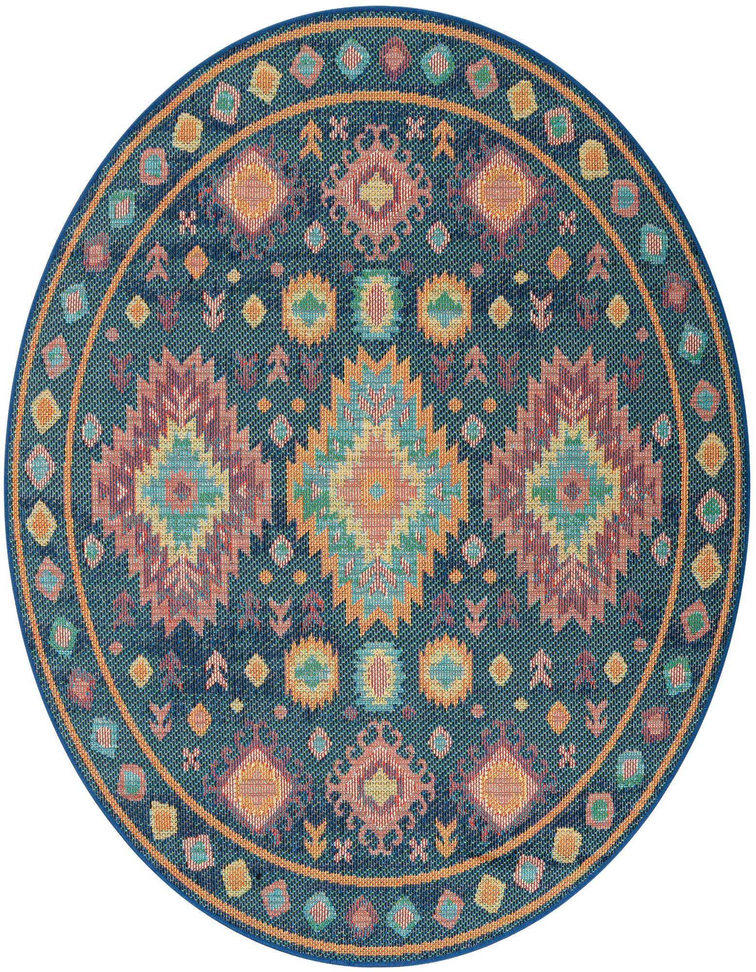 6' 1 x 6' 1 Easy-Clean Baja Indoor / Outdoor Round Rug