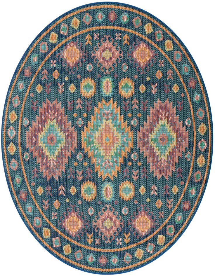Detail image of 6' 1 x 6' 1 Easy-Clean Baja Indoor / Outdoor Round Rug