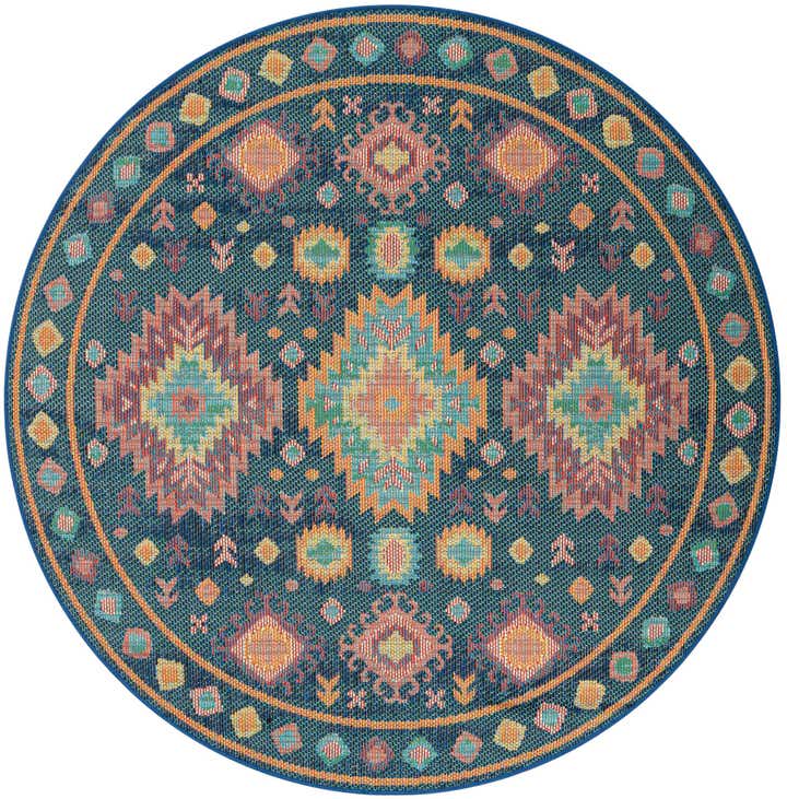 6' 1 x 6' 1 Easy-Clean Baja Indoor / Outdoor Round Rug