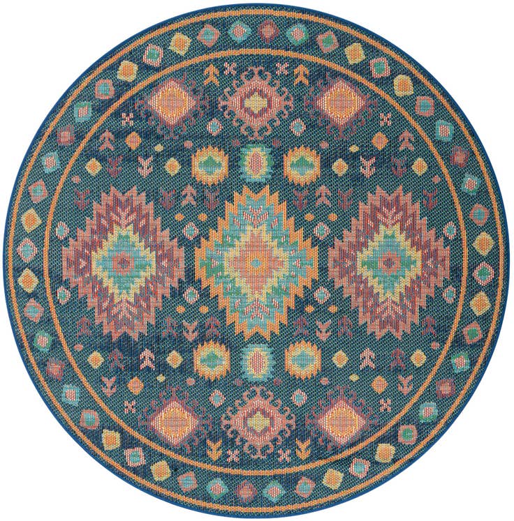 Detail image of 6' 1 x 6' 1 Easy-Clean Baja Indoor / Outdoor Round Rug