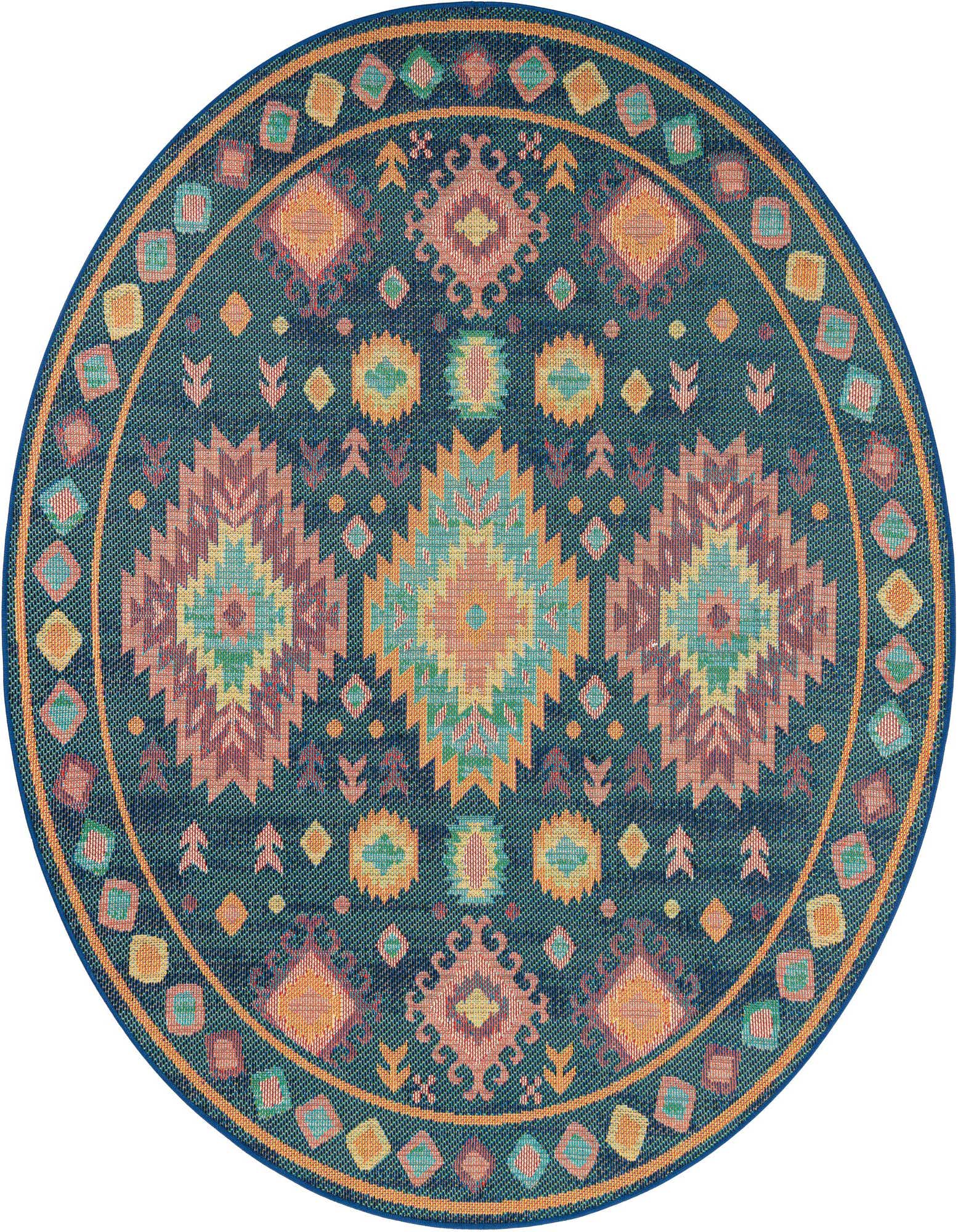 7' 10 x 7' 10 Easy-Clean Baja Indoor / Outdoor Round Rug