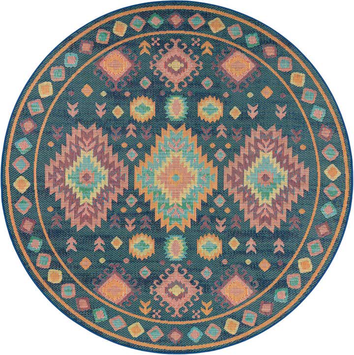 7' 10 x 7' 10 Easy-Clean Baja Indoor / Outdoor Round Rug