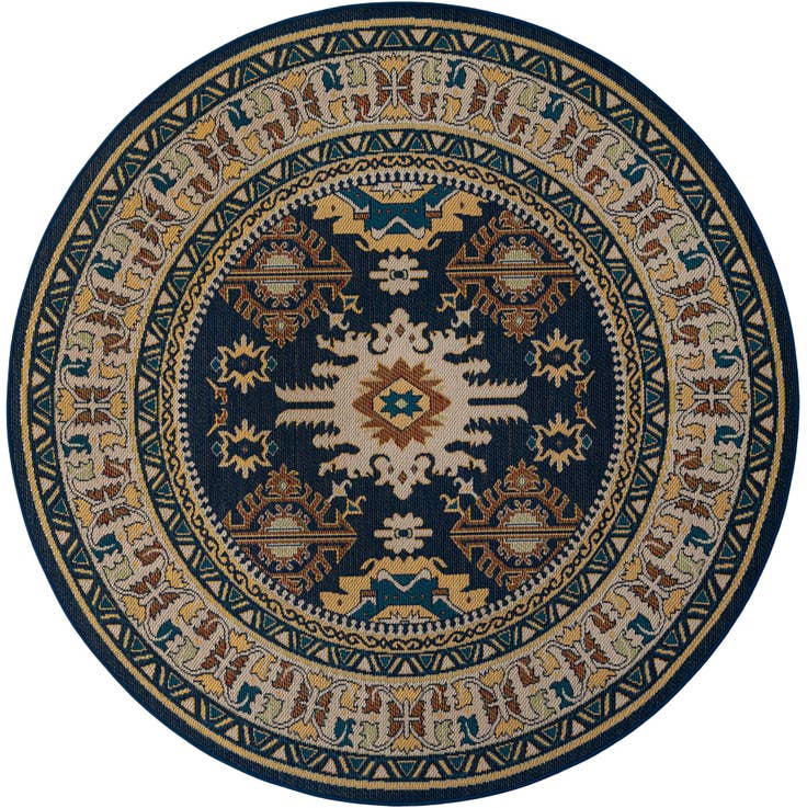 Detail image of 7' 10 x 7' 10 Easy-Clean Baja Indoor / Outdoor Round Rug