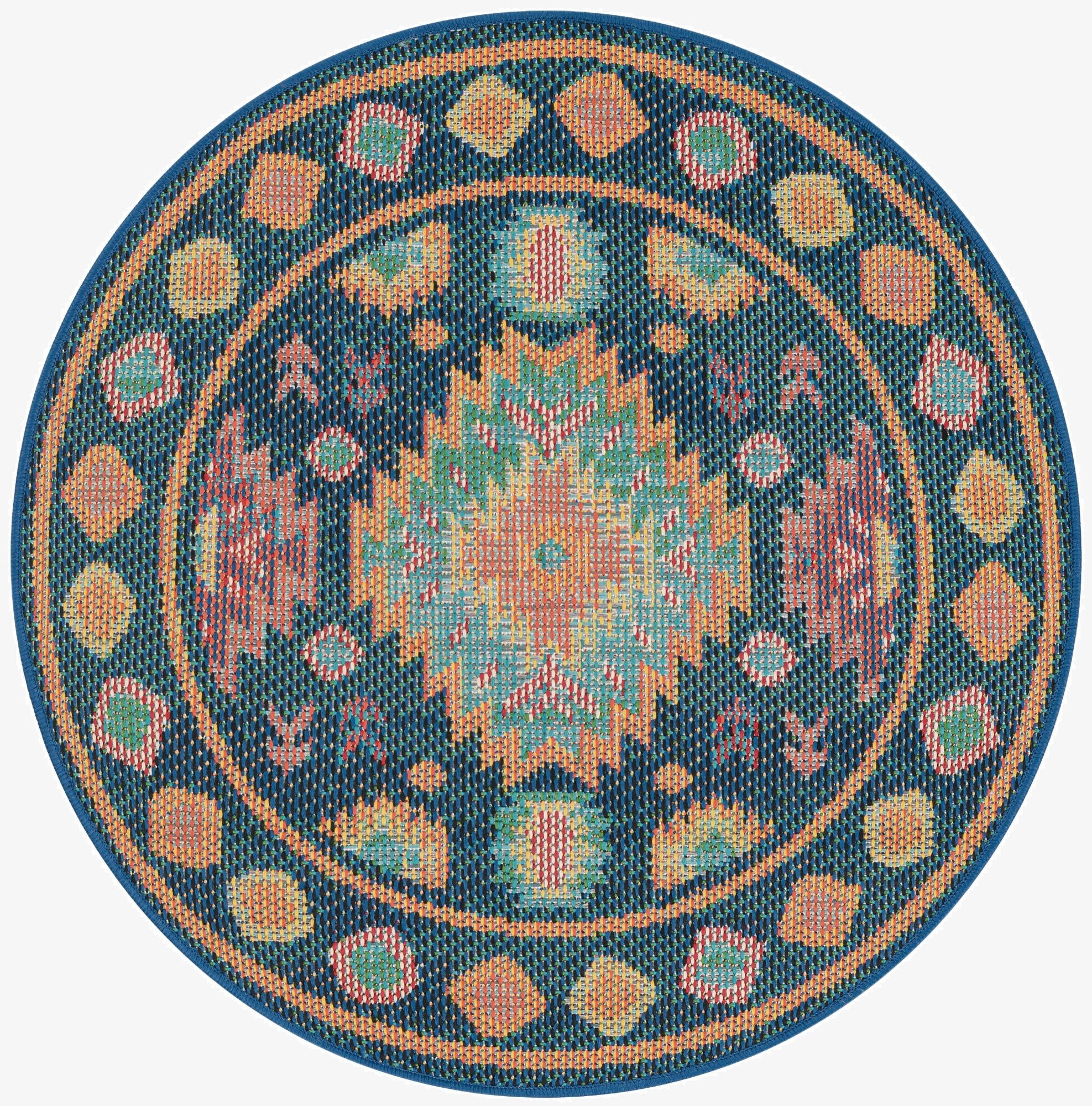 3' 3 x 3' 3  Washable Baja Indoor / Outdoor Round Rug