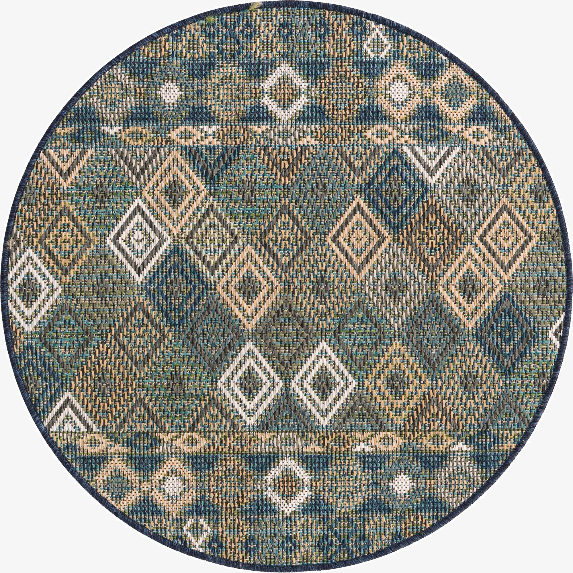 3' 3 x 3' 3  Washable Baja Indoor / Outdoor Round Rug
