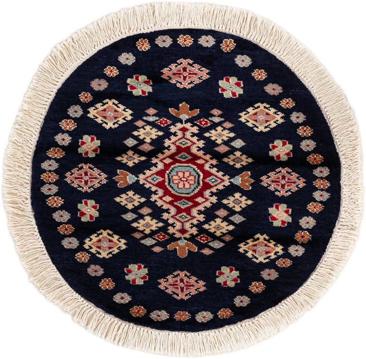Detail image of 2' 2 x 2' 3 Hand Knotted Bokhara Oriental Round Rug