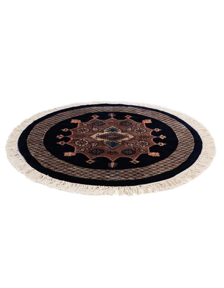 Detail image of 3' 1 x 3' 2 Hand Knotted Bokhara Oriental Wool Round Rug