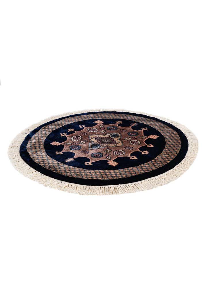 3' 1 x 3' 2 Hand Knotted Bokhara Oriental Wool Round Rug