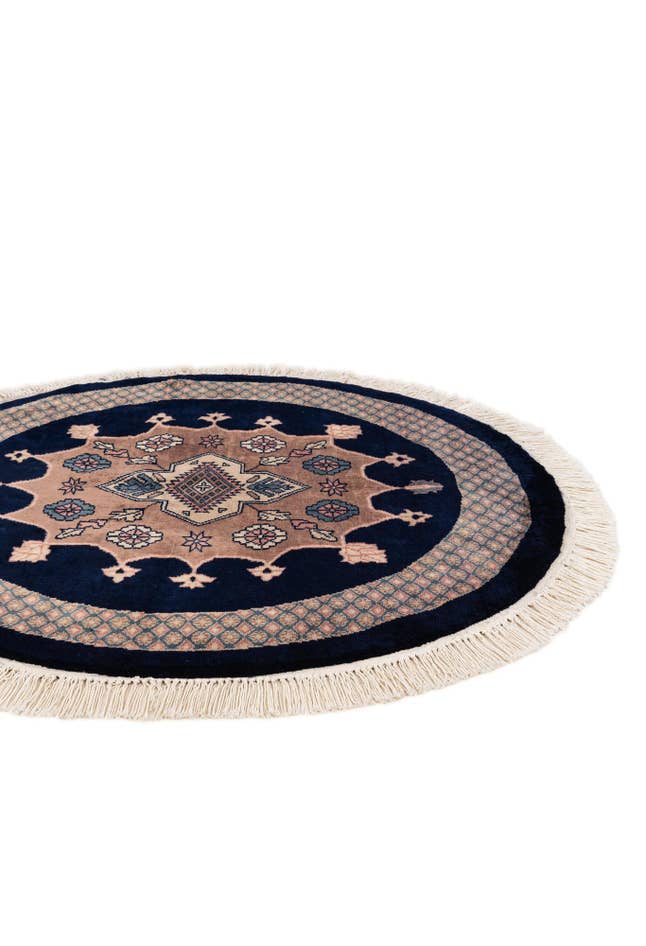 Detail image of 3' 1 x 3' 2 Hand Knotted Bokhara Oriental Wool Round Rug