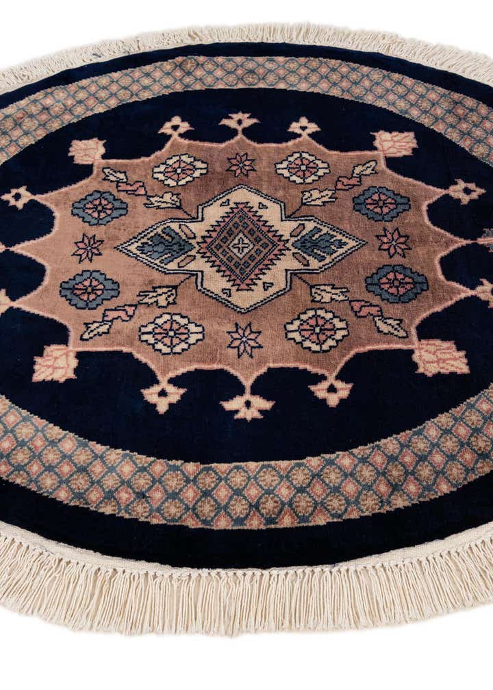 3' 1 x 3' 2 Hand Knotted Bokhara Oriental Wool Round Rug