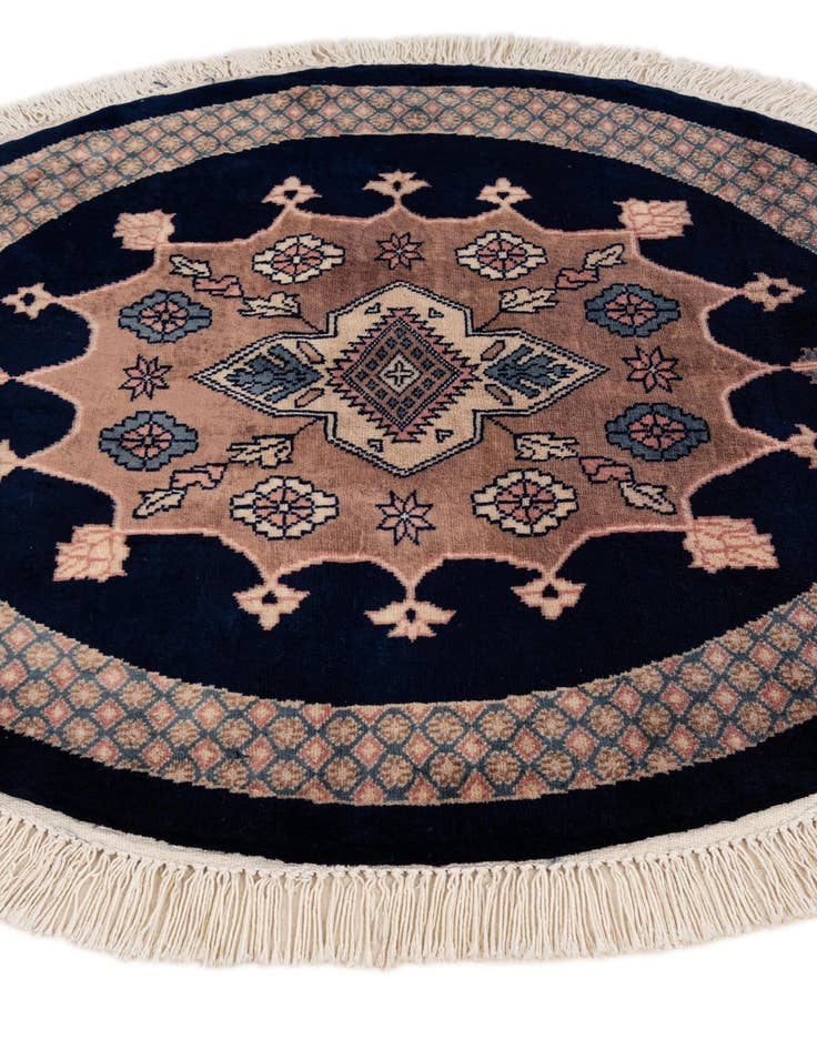Detail image of 3' 1 x 3' 2  Hand Knotted Bokhara Oriental Wool Round Rug