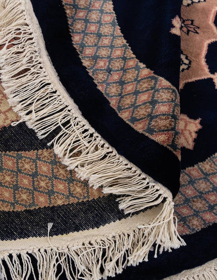 Detail image of 3' 1 x 3' 2  Hand Knotted Bokhara Oriental Wool Round Rug