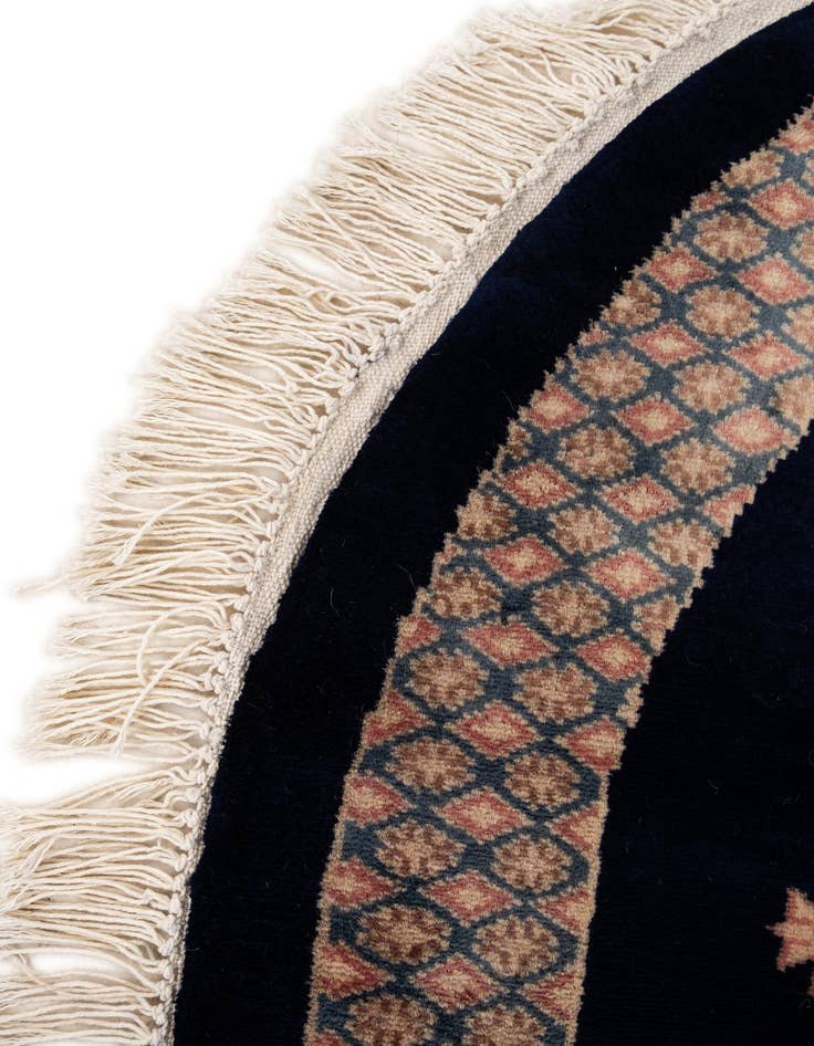 Detail image of 3' 1 x 3' 2  Hand Knotted Bokhara Oriental Wool Round Rug