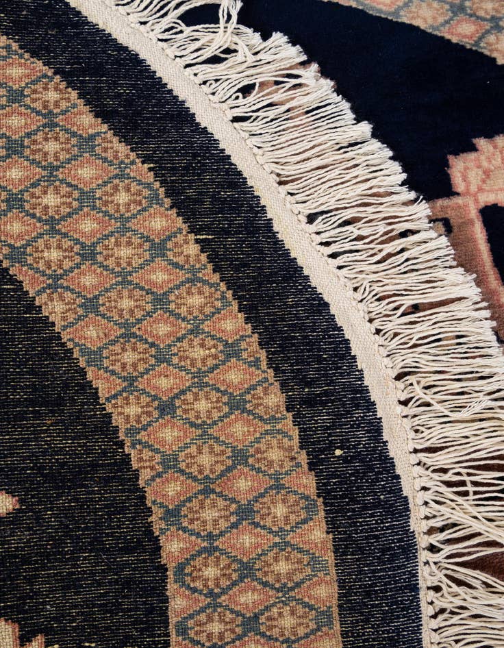 Detail image of 3' 1 x 3' 2  Hand Knotted Bokhara Oriental Wool Round Rug