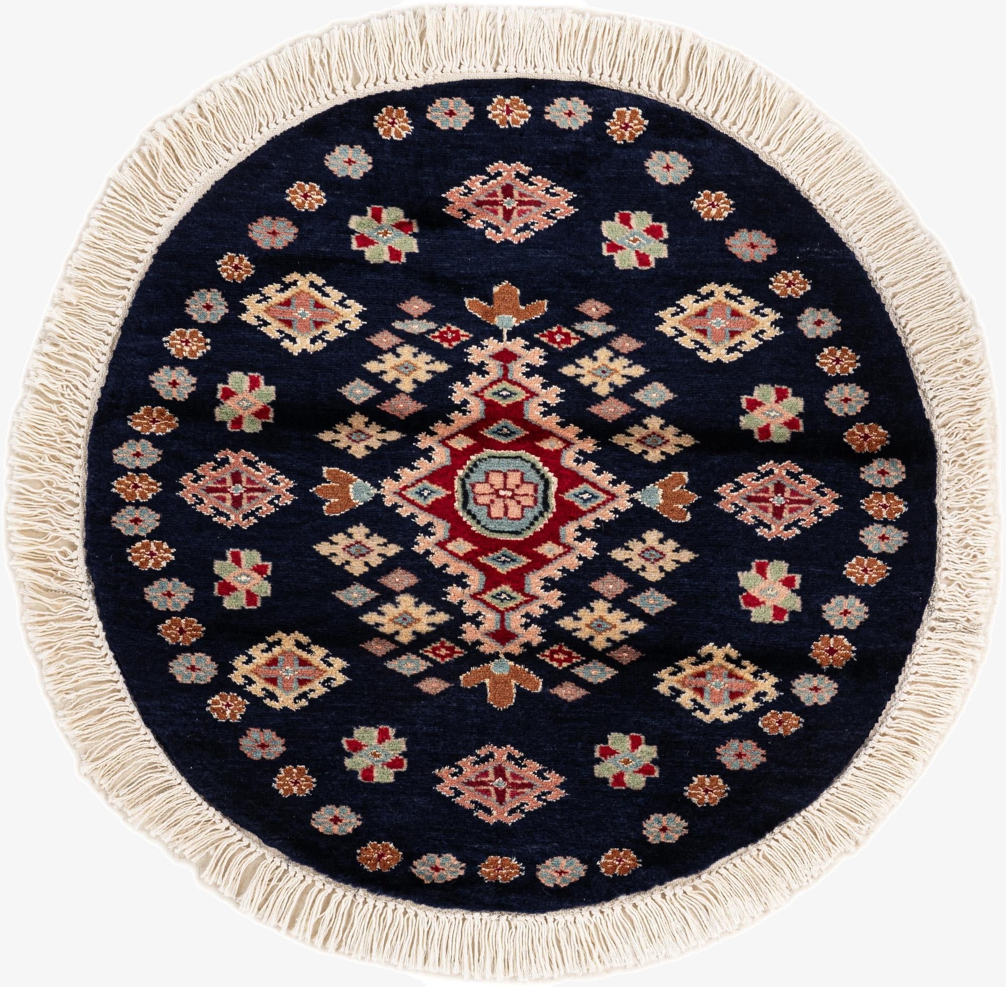 2' 2 x 2' 3  Hand Knotted Bokhara Oriental Round Rug