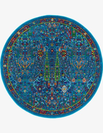 Navy Blue Calypso Round Rug