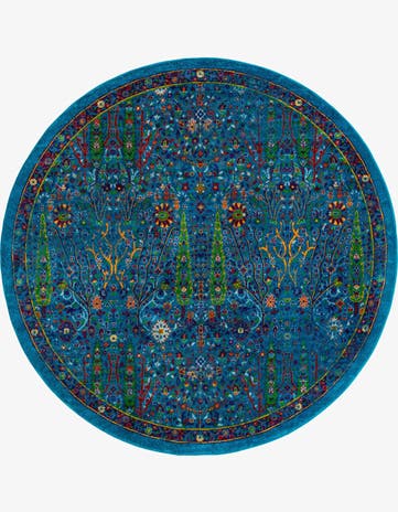 Navy Blue Calypso Round Rug