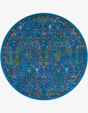 Navy Blue Calypso Round Rug