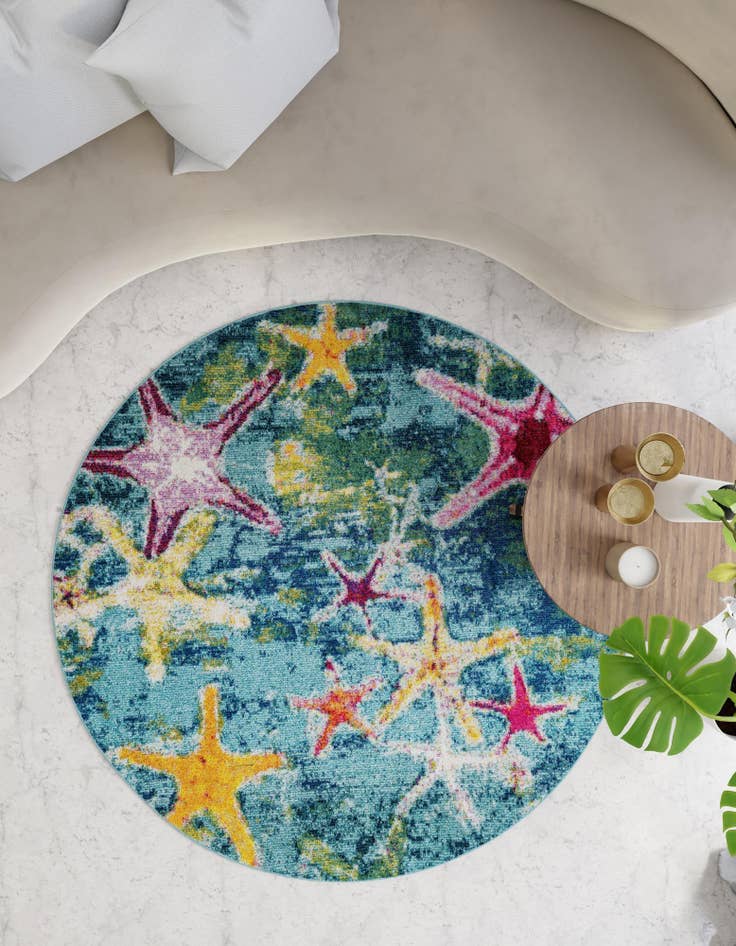 Detail image of 7' 1 x 7' 1  Washable Capri Round Rug