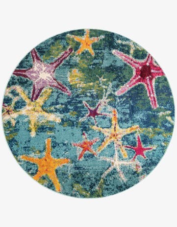 Navy Blue Washable Capri Round Rug