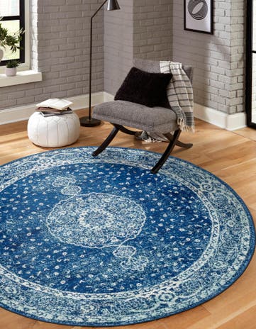 Navy Blue Dover Round Rug