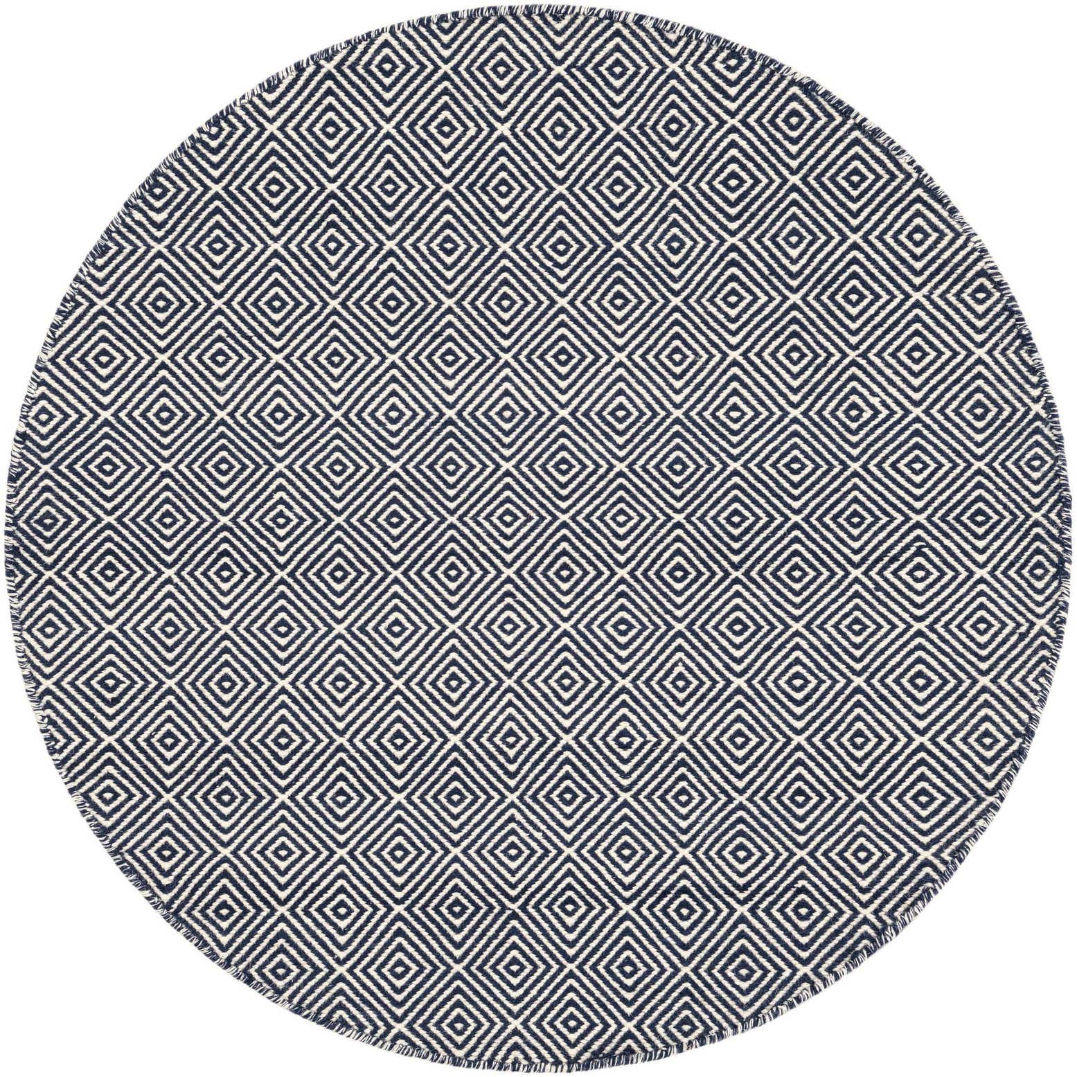 4' 1 x 4' 1 Hand Woven Geo Trellis Flatweave Round Rug