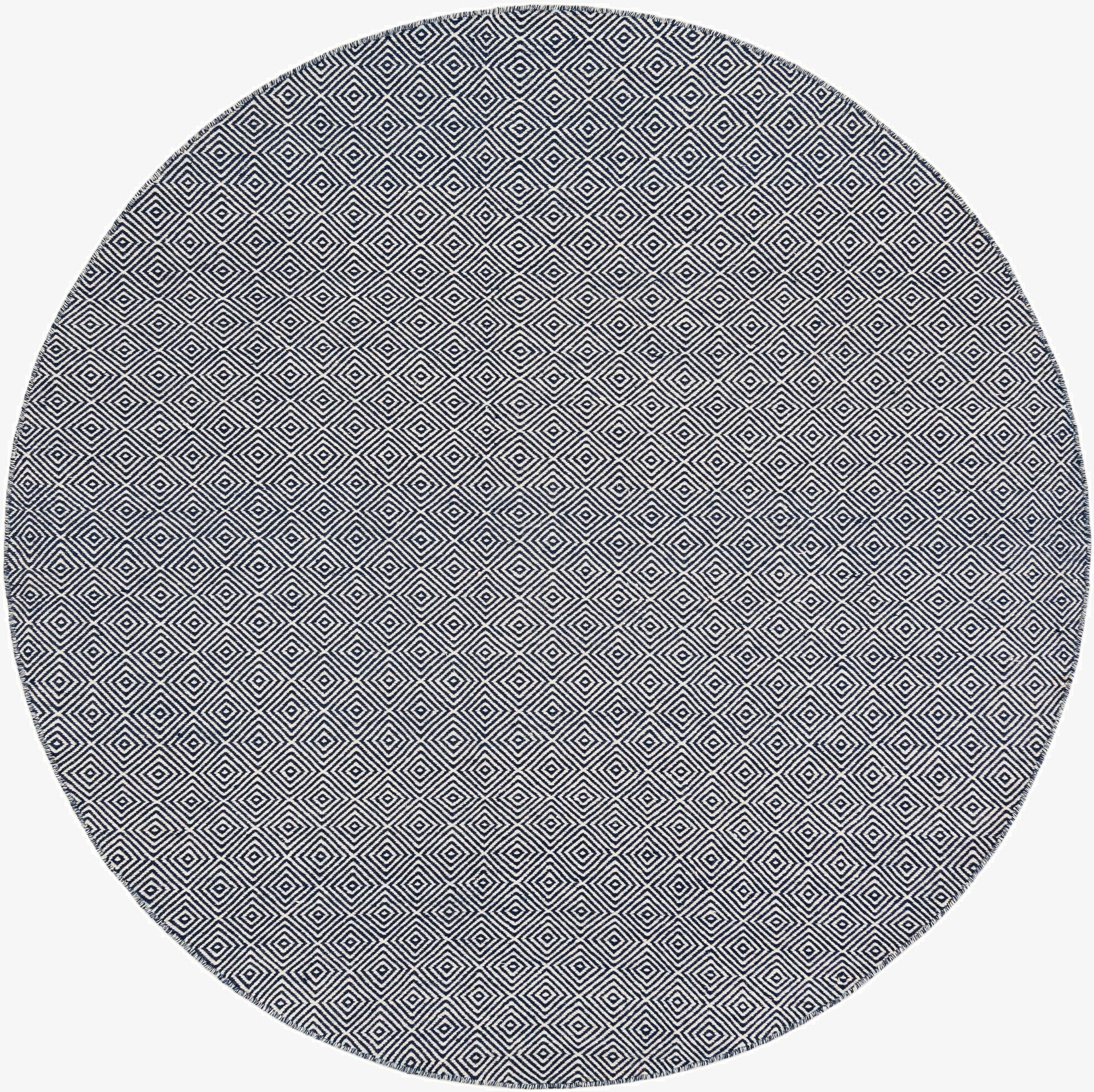 240cm x 240cm  Hand Woven Geo Trellis Flatweave Round Rug