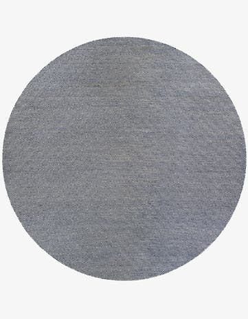 Navy Blue Hand Woven Geo Trellis Flatweave Round Rug