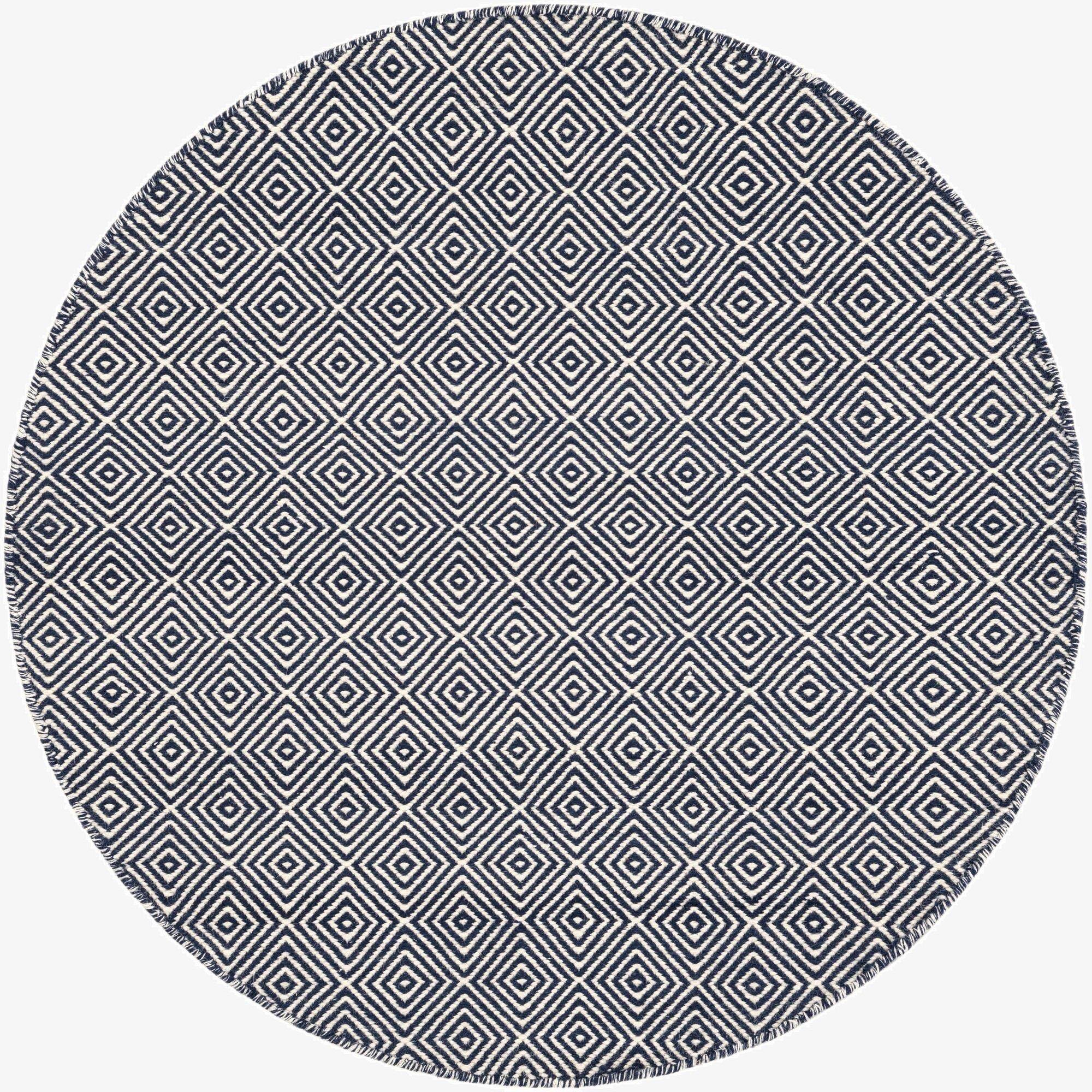 125cm x 125cm  Hand Woven Geo Trellis Flatweave Round Rug