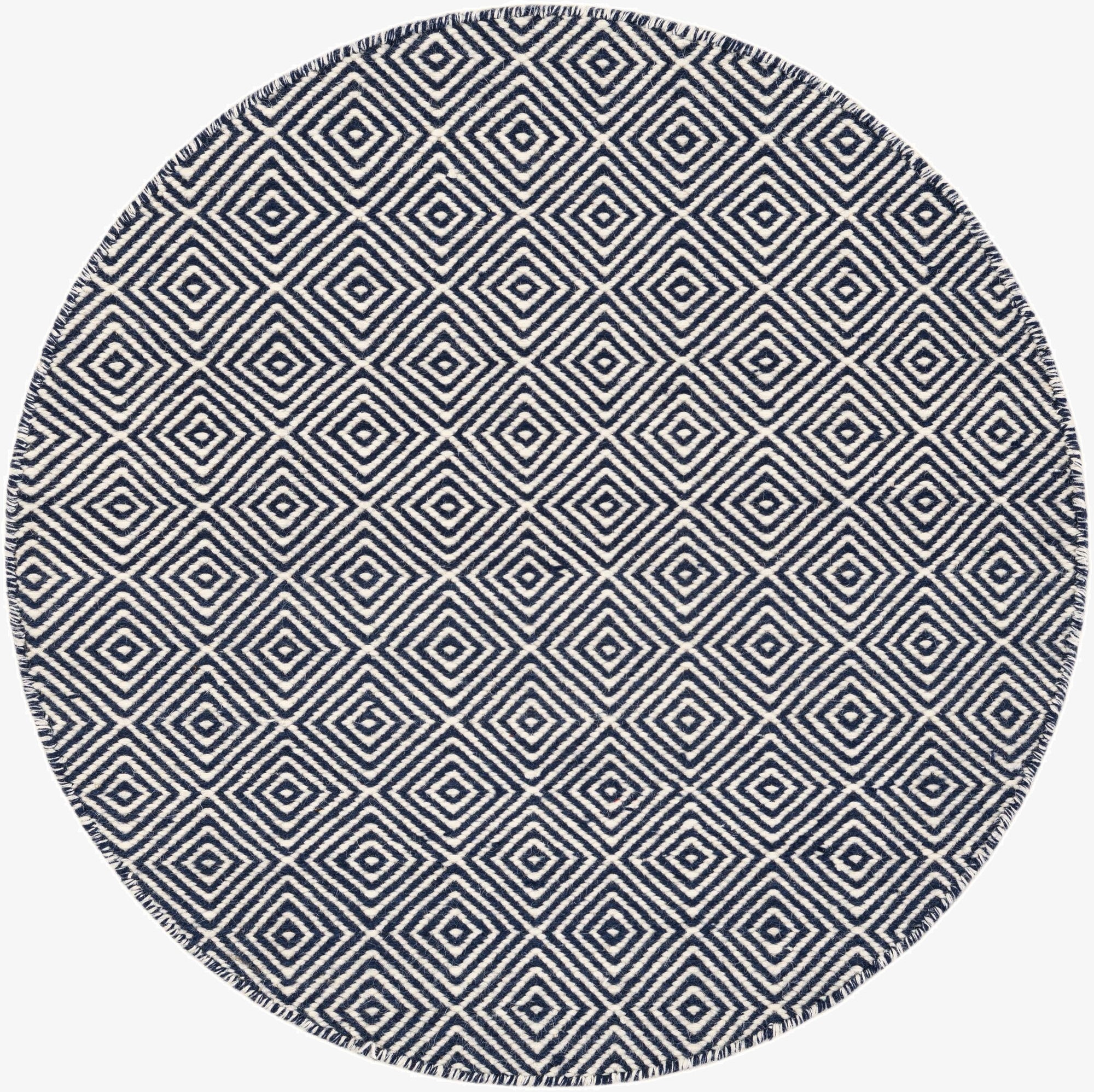 95cm x 95cm  Hand Woven Geo Trellis Flatweave Round Rug