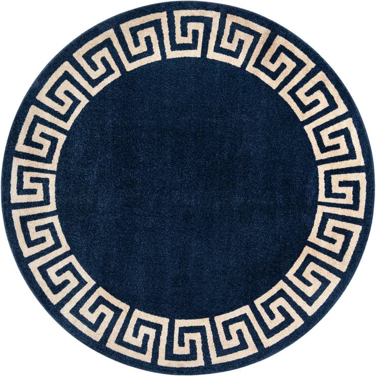 Detail image of 7' 10 x 7' 10 Greek Key Round Rug