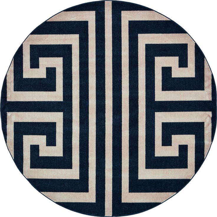 Detail image of 7' 10 x 7' 10 Greek Key Round Rug