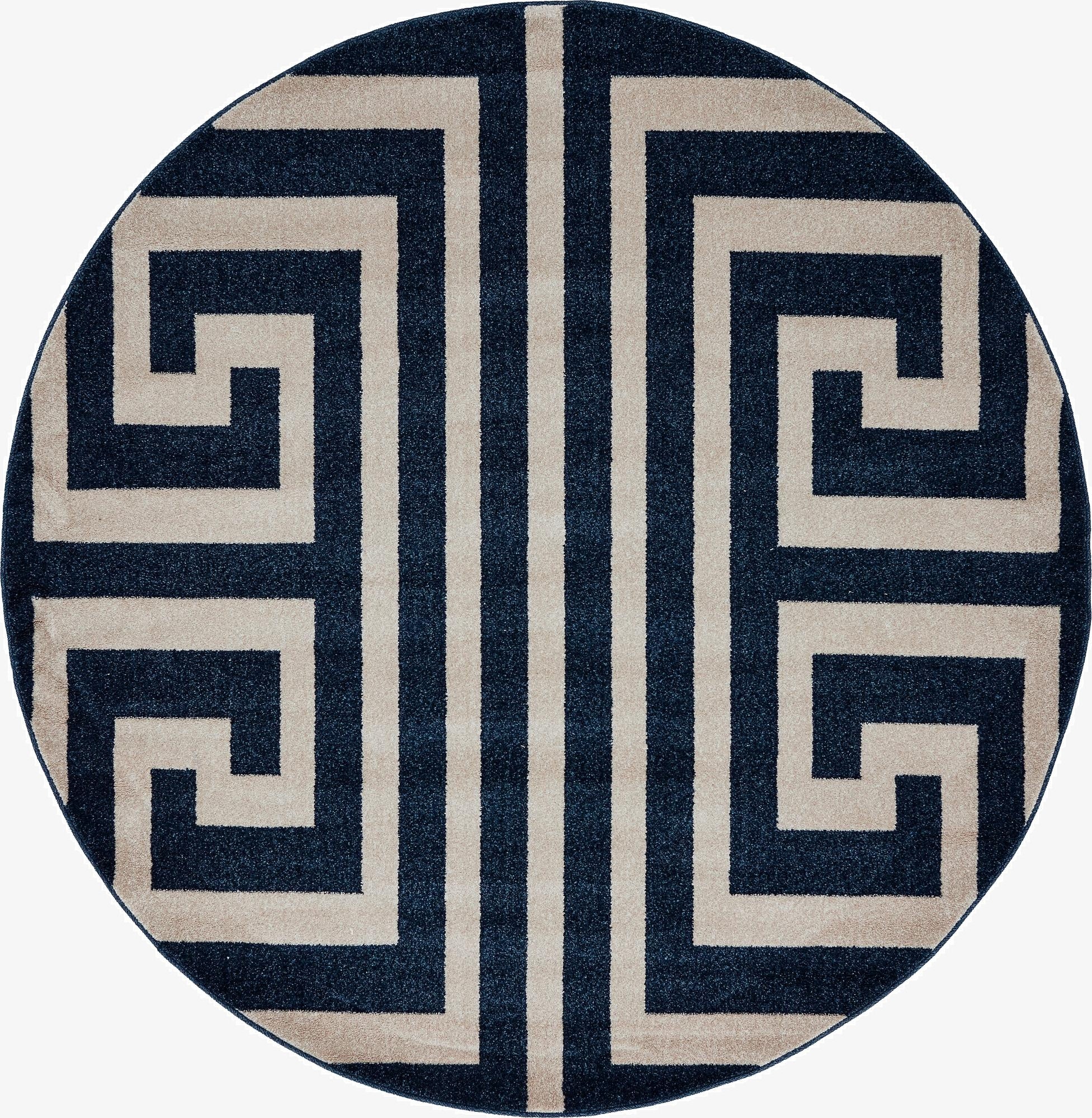6' x 6' Greek Key Round Rug