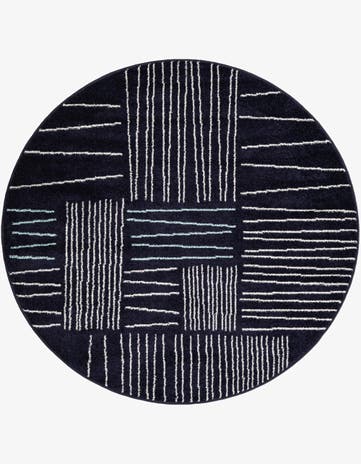Navy Blue Hanahan Round Rug