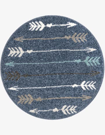 Navy Blue Harvest Round Rug