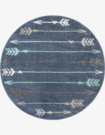 Navy Blue Harvest Round Rug