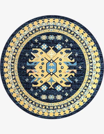 Navy Blue Heris Round Rug