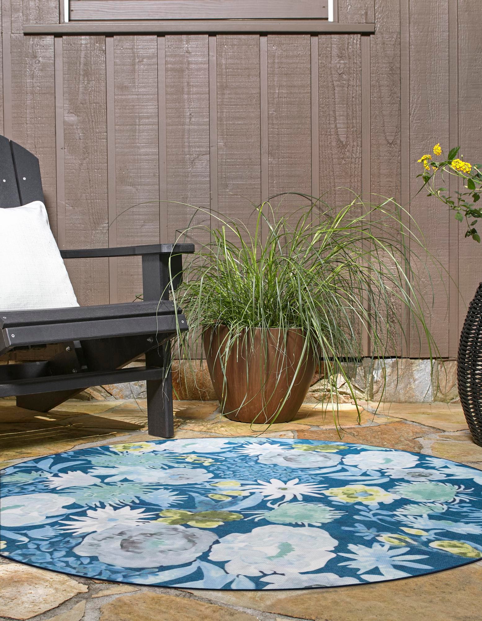 Navy Blue 10' x 10' Jill Zarin Caribbean Outdoor Round Rug ...