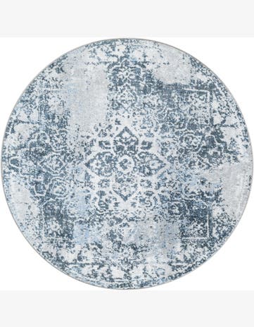 Navy Blue Kamala Washable Round Rug