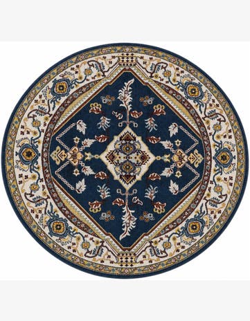 Navy Blue Kamala Washable Round Rug