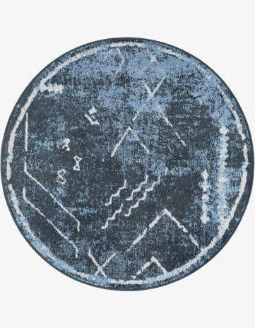 Navy Blue Kamala Washable Round Rug